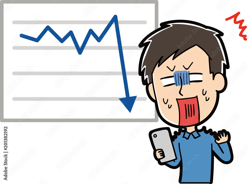 株が下落してショックを受ける男性のイラスト素材 Stock ベクター Adobe Stock