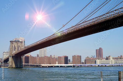 Afternoon Sun Over New York City and the Brooklyn Bridge
