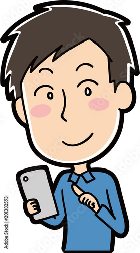 スマホを操作する男性のイラスト素材