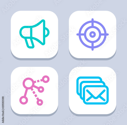 Marketing Techniques - Neon Icons. A set of 4 professional, pixel-perfect icons.