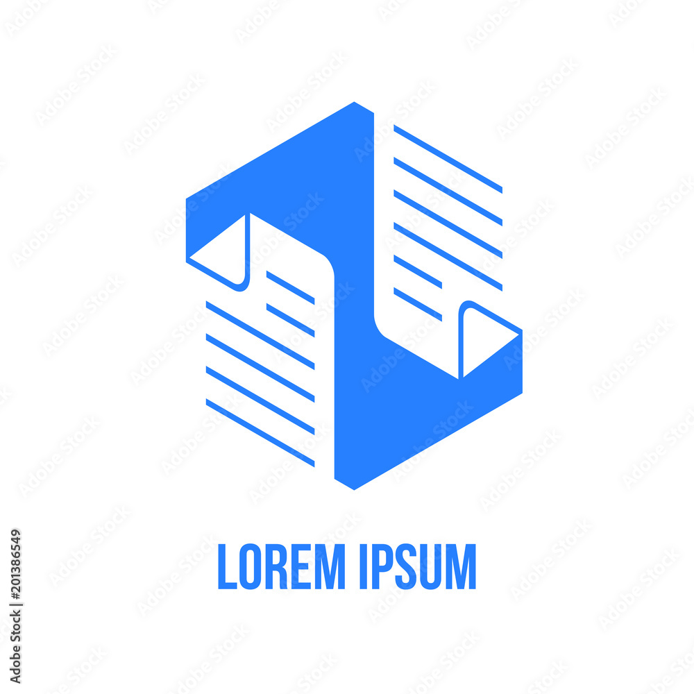 business logo Document exchange of blue color hexagon shape business logo Document exchange of blue color hexagon shape