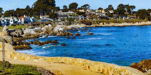 Pacific Grove, California - USA; February 20, 2018; Located between Monterey and Pebble Beach, visitors and residents to Pacific Grove enjoy  stunning sea views, Lover's Point Park, Otter's Cove, 500 