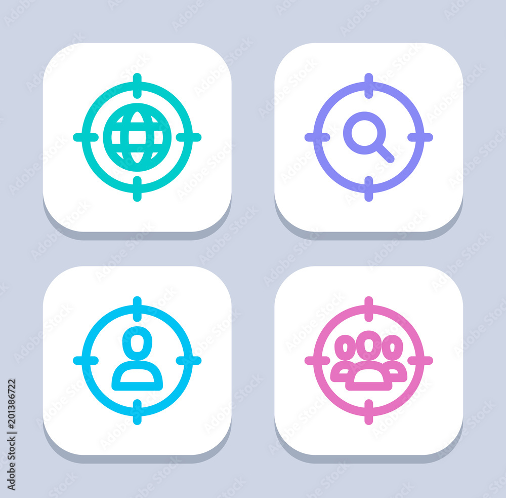 Targeting Methods - Neon Icons. A set of 4 professional, pixel-perfect icons. Targeting Methods - Neon Icons. A set of 4 professional, pixel-perfect icons.