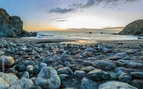 Limekiln State Park - Big Sur, California, February 20, 2018: Limekiln State Park offers rugged sea views, an interesting under the bridge view of Highway 1 and dramatic sunsets.