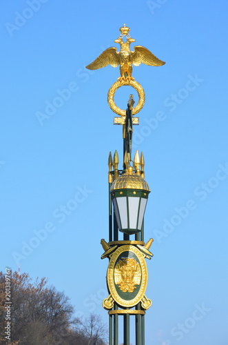 St. Petersburg, Russia. Beautiful lighting support of Panteleimonovsky bridge  photo