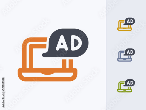 Ad On Laptop - Composite Icons. A professional, pixel-perfect icon.