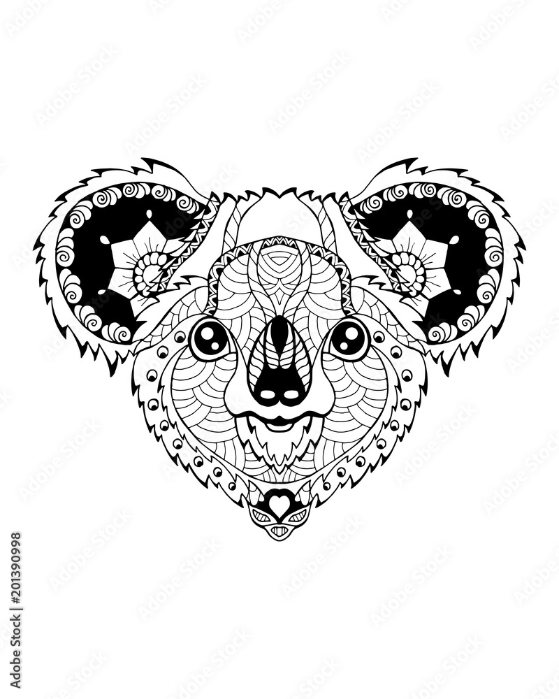 Fototapeta premium Zentangle miś koala stylizowane. Ilustracja wektorowa odręczne