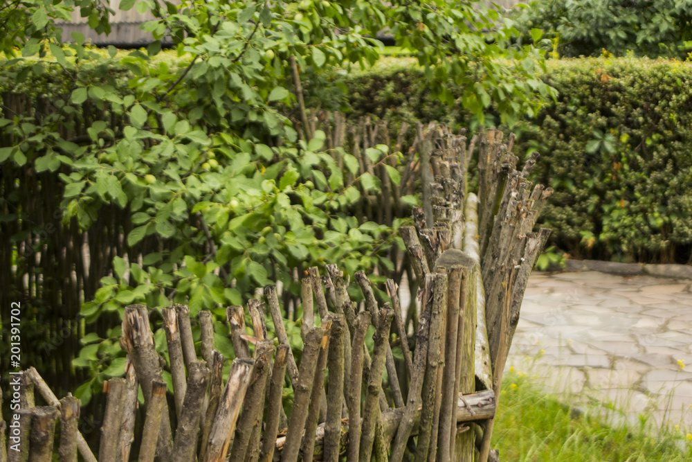Old traditional wooden fence in Uzhgorod skansen. Ukraine Old traditional wooden fence in Uzhgorod skansen. Ukraine
