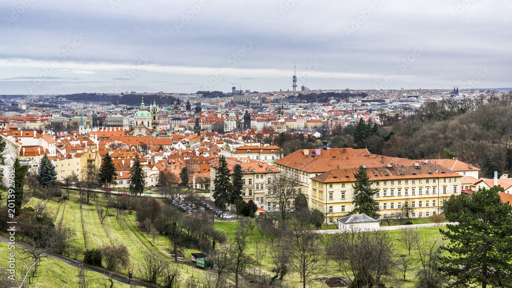 View of the historic quarters of Prague's hills