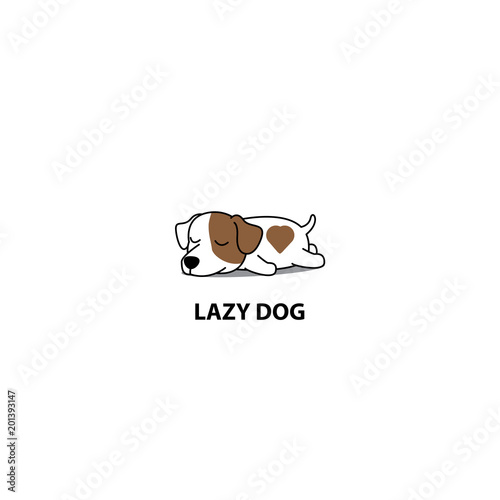 Lazy dog, cute jack russell terrier sleeping icon, vector illustration