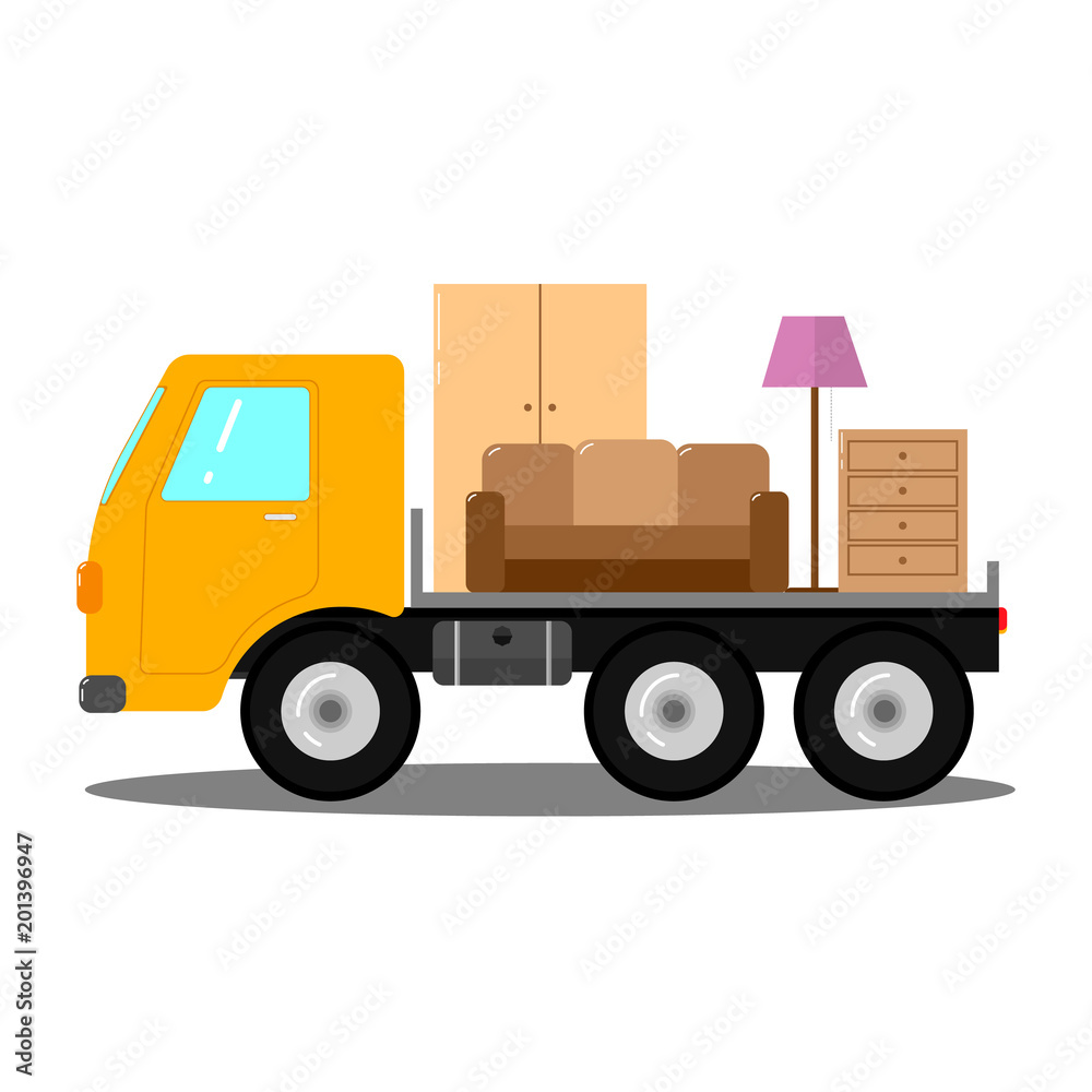 Truck for transportation of things. Moving to a new home. Truck for transportation of things. Moving to a new home.