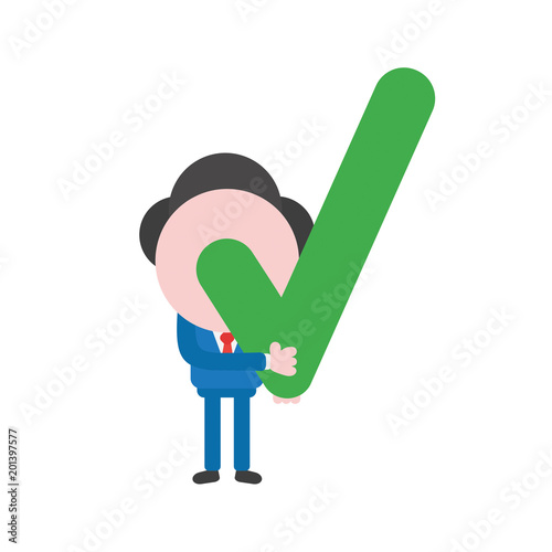 Vector illustration businessman holding check mark