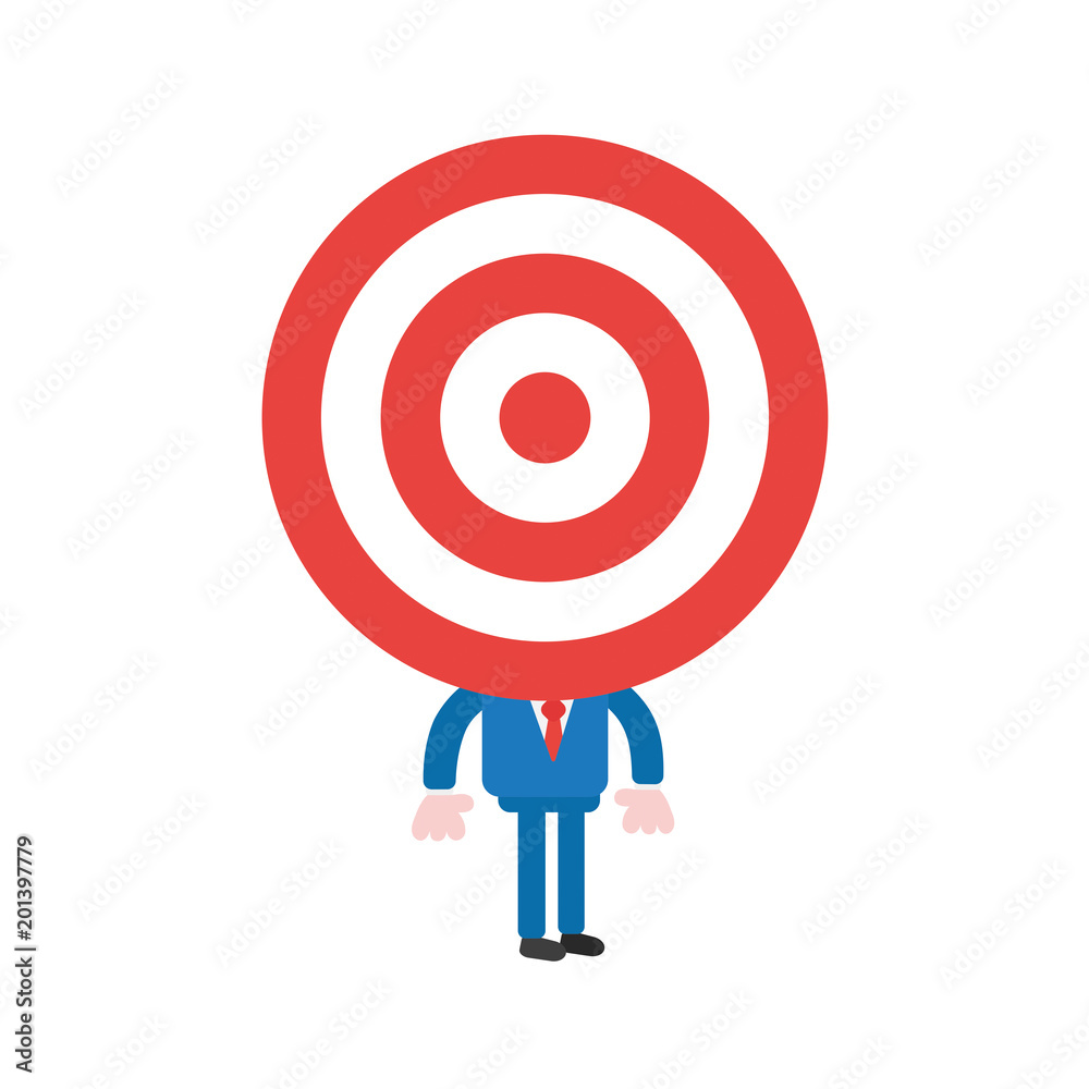 Vector illustration businessman with bulls eye head Vector illustration businessman with bulls eye head