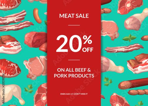 Vector meat elements sale background illustration