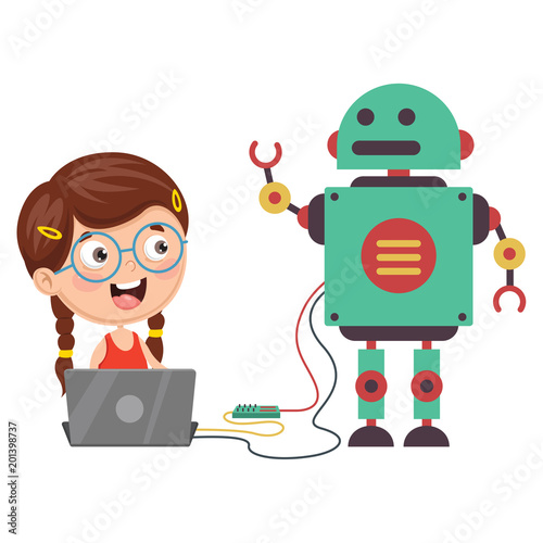 Vector Illustration Of Flat Robot