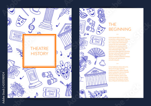 Vector doodle theatre elements card, flyer or brochure