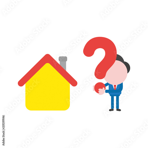 Vector illustration businessman with house and holding question mark