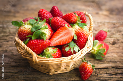 Fresh strawberries in the basket