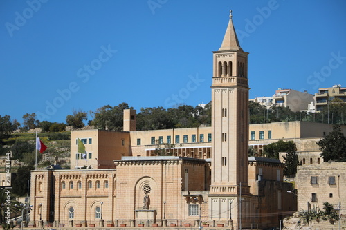 Parish Church Sant Anna in Marsaskala at the Mediterranean Sea, Malta