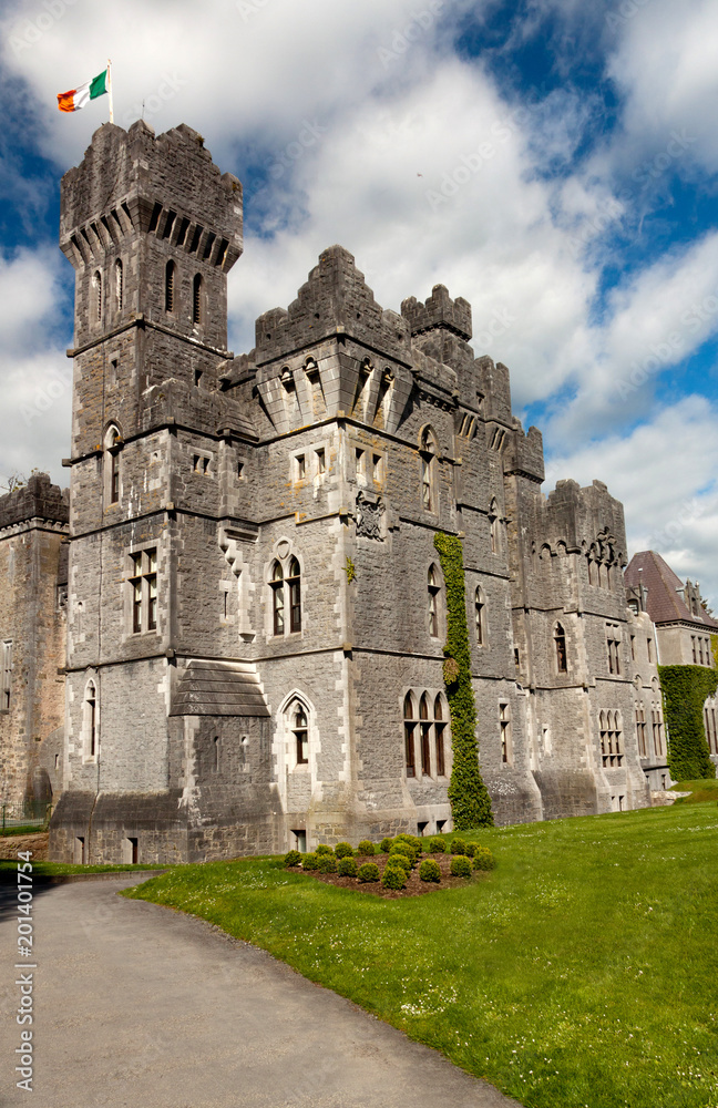 Fototapeta Medieval Ashford castle and gardens - Co. Mayo - Ireland