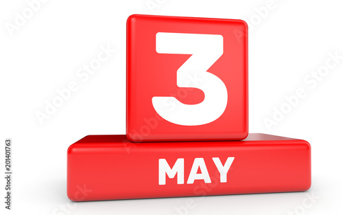 May 3. Calendar on white background.