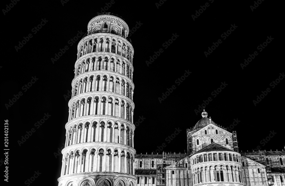 Tower of Pisa (black and white picture)