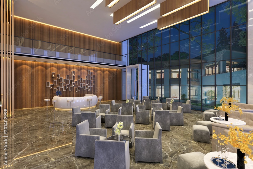 3d render of luxury hotel lobby 3d render of luxury hotel lobby