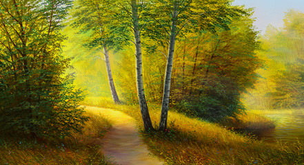 Leinwandbilder Honigfarbe Oil painting landscape  © serge-b