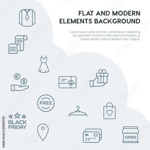 clothes, shopping outline vector icons and elements background concept on grey background...Multipurpose use on websites, presentations, brochures and more