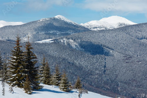 Winter snowy Carpathian mountains, Ukraine