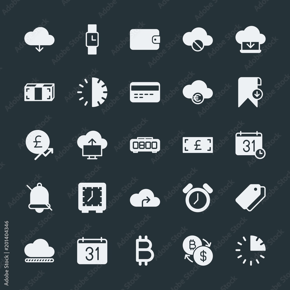 Modern Simple Set of money, cloud and networking, time, bookmarks Vector fill Icons. ..Contains such Icons as vector, technology, time and more on dark background. Fully Editable. Pixel Perfect. Modern Simple Set of money, cloud and networking, time, bookmarks Vector fill Icons. ..Contains such Icons as vector, technology, time and more on dark background. Fully Editable. Pixel Perfect.