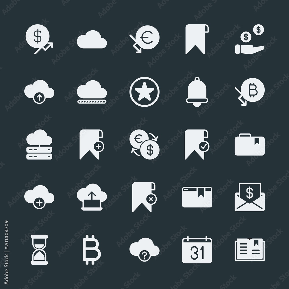 Modern Simple Set of money, cloud and networking, time, bookmarks Vector fill Icons. ..Contains such Icons as day, information, question and more on dark background. Fully Editable. Pixel Perfect. Modern Simple Set of money, cloud and networking, time, bookmarks Vector fill Icons. ..Contains such Icons as day, information, question and more on dark background. Fully Editable. Pixel Perfect.