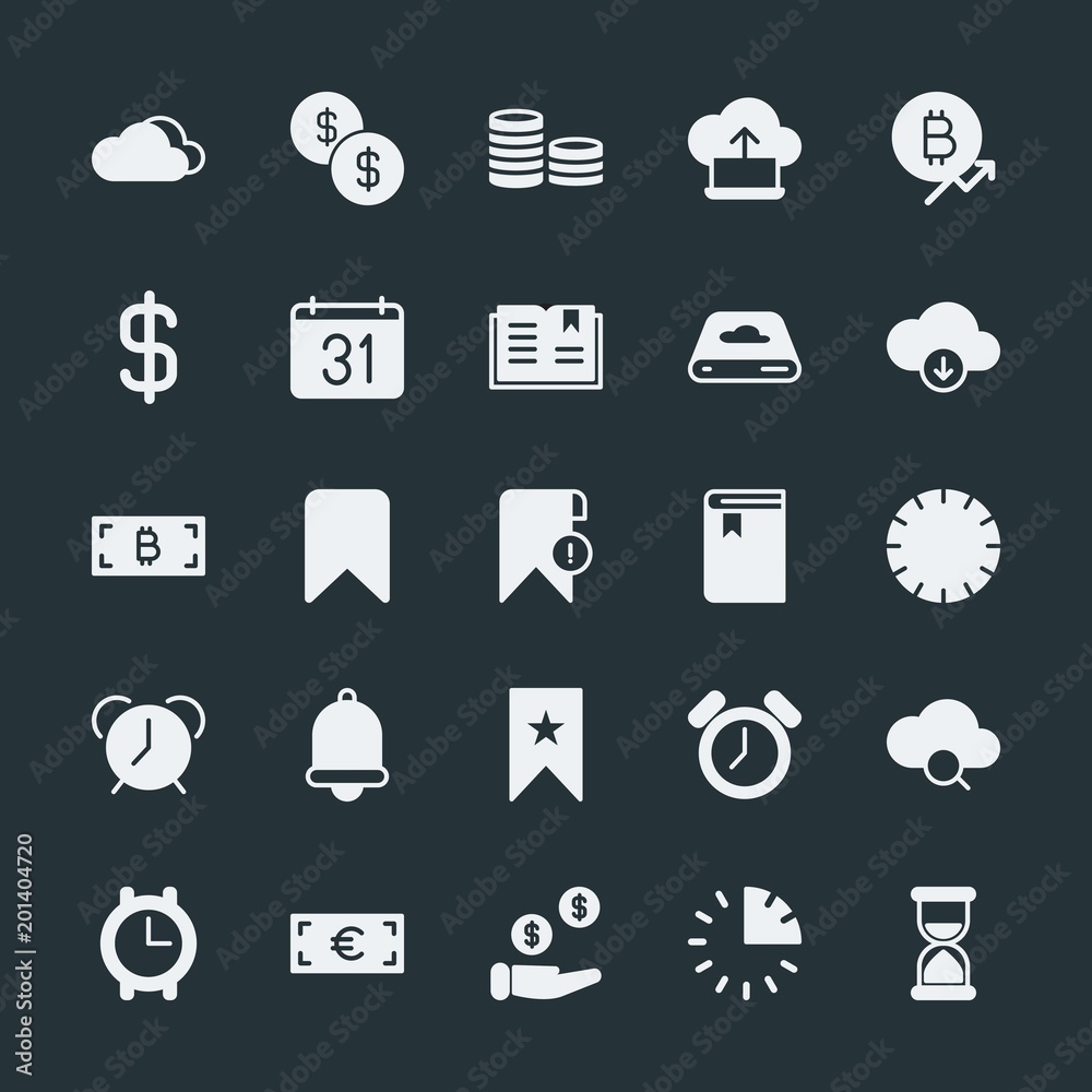 Modern Simple Set of money, cloud and networking, time, bookmarks Vector fill Icons. ..Contains such Icons as investment, 15, web, money and more on dark background. Fully Editable. Pixel Perfect. Modern Simple Set of money, cloud and networking, time, bookmarks Vector fill Icons. ..Contains such Icons as investment, 15, web, money and more on dark background. Fully Editable. Pixel Perfect.