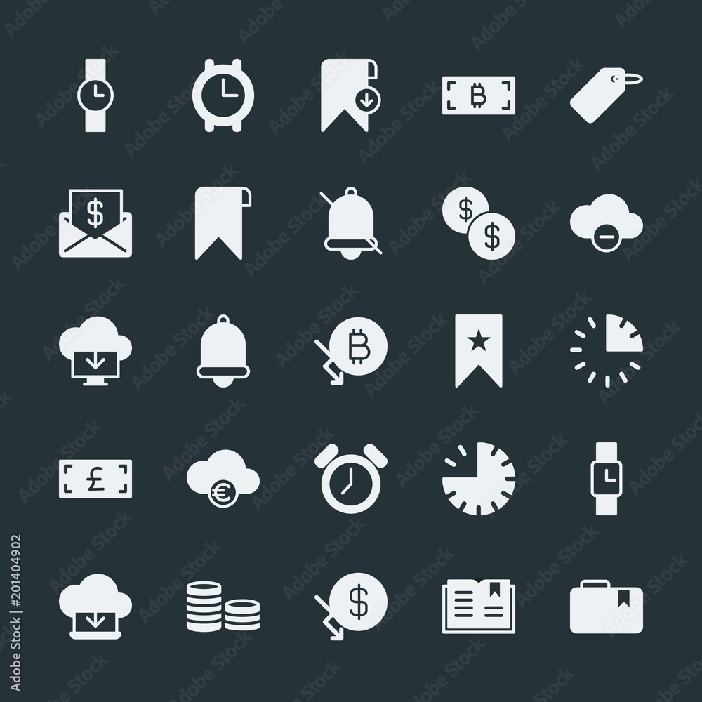 Modern Simple Set of money, cloud and networking, time, bookmarks Vector fill Icons. ..Contains such Icons as mail, blockchain, watch, and more on dark background. Fully Editable. Pixel Perfect. Modern Simple Set of money, cloud and networking, time, bookmarks Vector fill Icons. ..Contains such Icons as mail, blockchain, watch, and more on dark background. Fully Editable. Pixel Perfect.