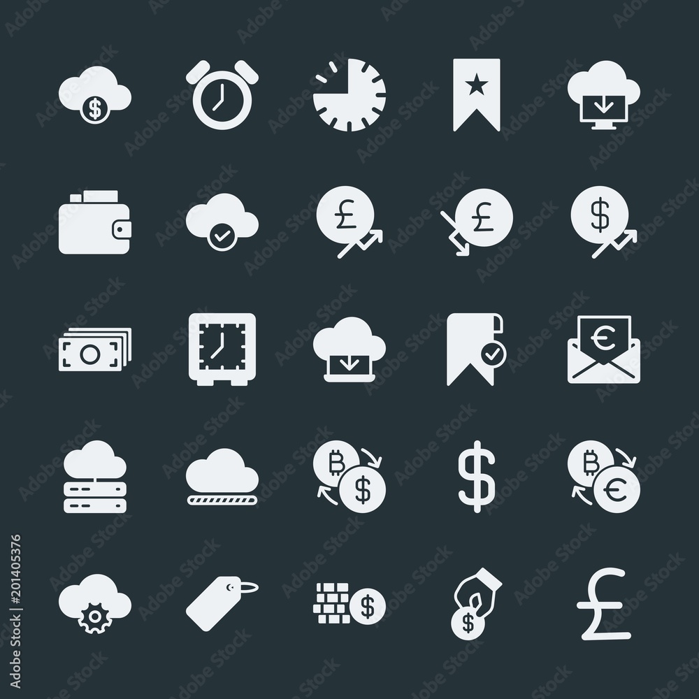 Modern Simple Set of money, cloud and networking, time, bookmarks Vector fill Icons. ..Contains such Icons as web, investment, vector and more on dark background. Fully Editable. Pixel Perfect. Modern Simple Set of money, cloud and networking, time, bookmarks Vector fill Icons. ..Contains such Icons as web, investment, vector and more on dark background. Fully Editable. Pixel Perfect.