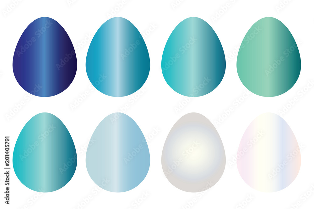 eight Easter eggs in blue shades vector set eight Easter eggs in blue shades vector set