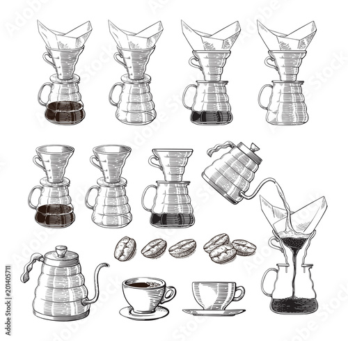 alternative coffee pour-over maker icon. device for brewing coffee. vector illustration