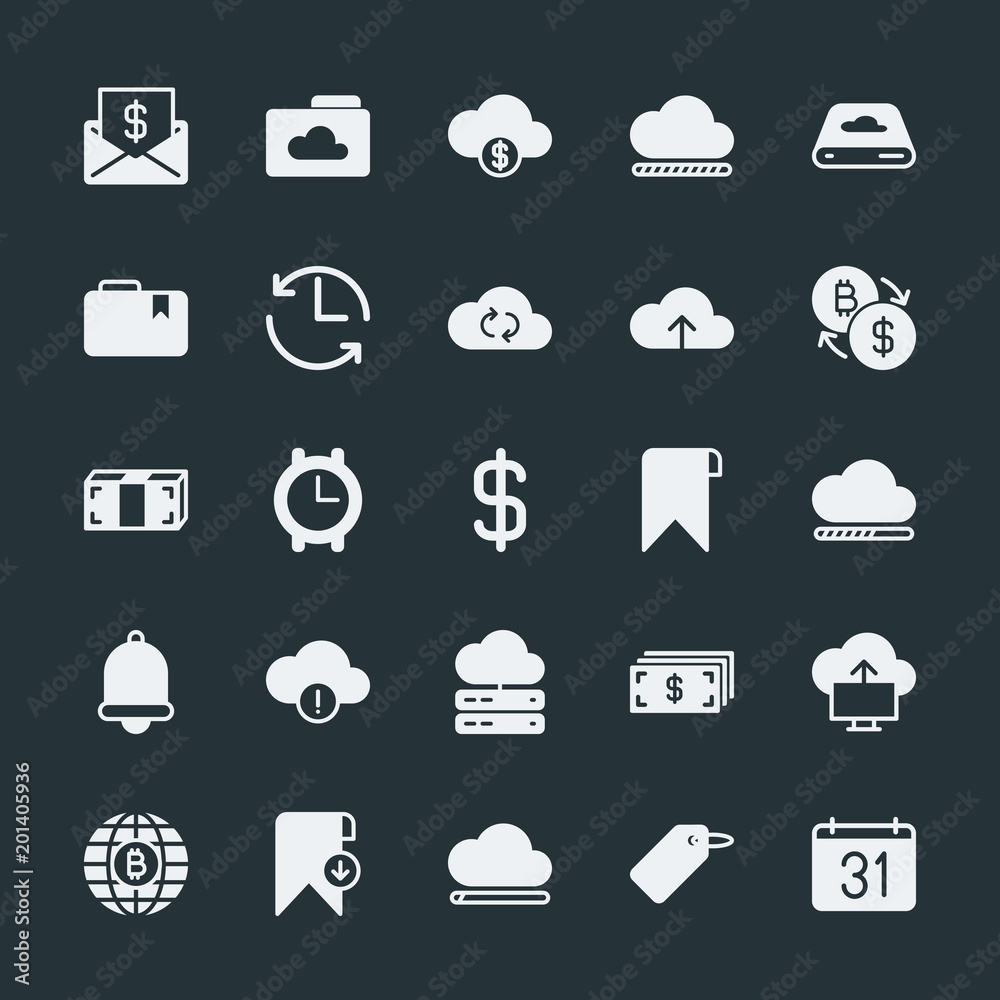 Modern Simple Set of money, cloud and networking, time, bookmarks Vector fill Icons. ..Contains such Icons as world, tag, circle, internet and more on dark background. Fully Editable. Pixel Perfect. Modern Simple Set of money, cloud and networking, time, bookmarks Vector fill Icons. ..Contains such Icons as world, tag, circle, internet and more on dark background. Fully Editable. Pixel Perfect.