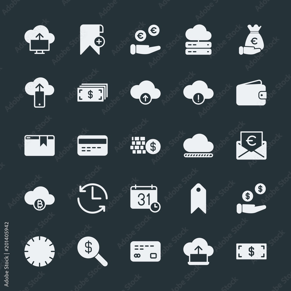 Modern Simple Set of money, cloud and networking, time, bookmarks Vector fill Icons. ..Contains such Icons as technology, money, upload and more on dark background. Fully Editable. Pixel Perfect. Modern Simple Set of money, cloud and networking, time, bookmarks Vector fill Icons. ..Contains such Icons as technology, money, upload and more on dark background. Fully Editable. Pixel Perfect.