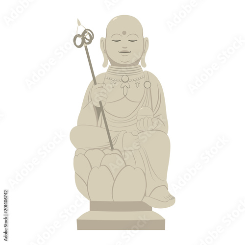 Grey stone Japanese Shinto religion statue on Buddhism sanctuary shrine