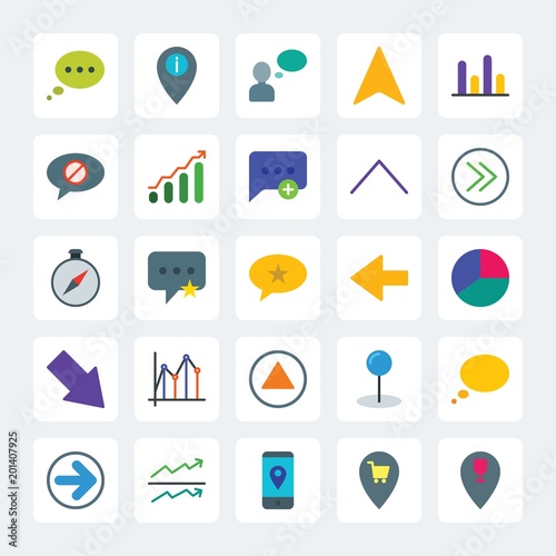 Wallpaper Mural Modern Simple Set of location, arrows, charts, chat and messenger Vector flat Icons. .Contains such Icons as  growth,  circle, information and more on gray background. Fully Editable. Pixel Perfect Torontodigital.ca