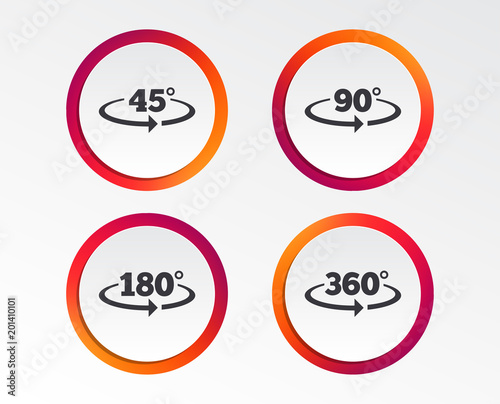 Angle 45 360 Degrees Icons Geometry Math Signs Symbols Full Complete Rotation Arrow Infographic Design Buttons Circle Templates Vector Stock Vector Adobe Stock
