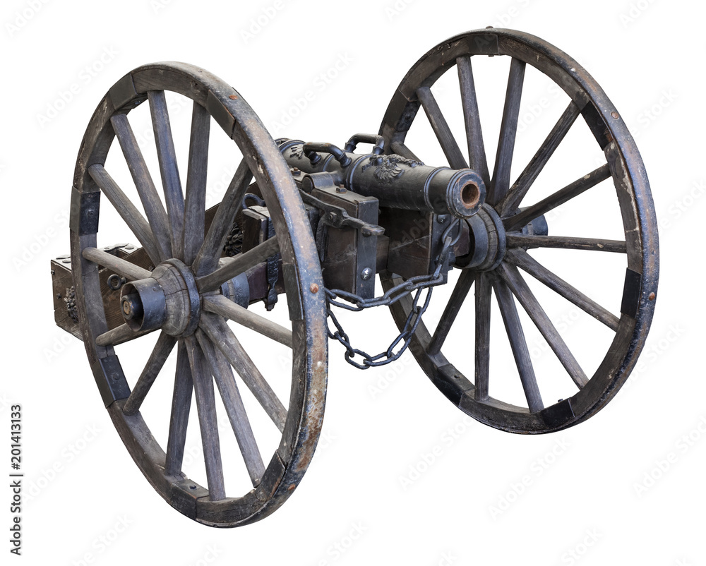 Old cannon isolated on white background