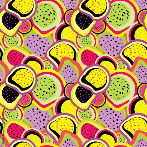Abstract colored seamless pattern from a variety of shapes