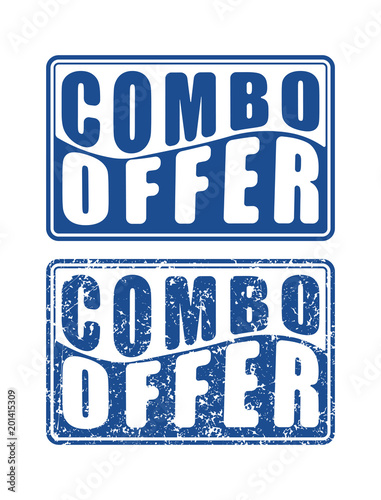 Pair of Combo offer blue square rubber stamps in grunge and solid style.