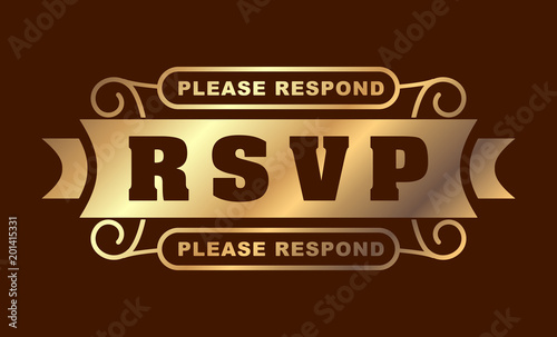 RSVP please respond gold design for your greeting card