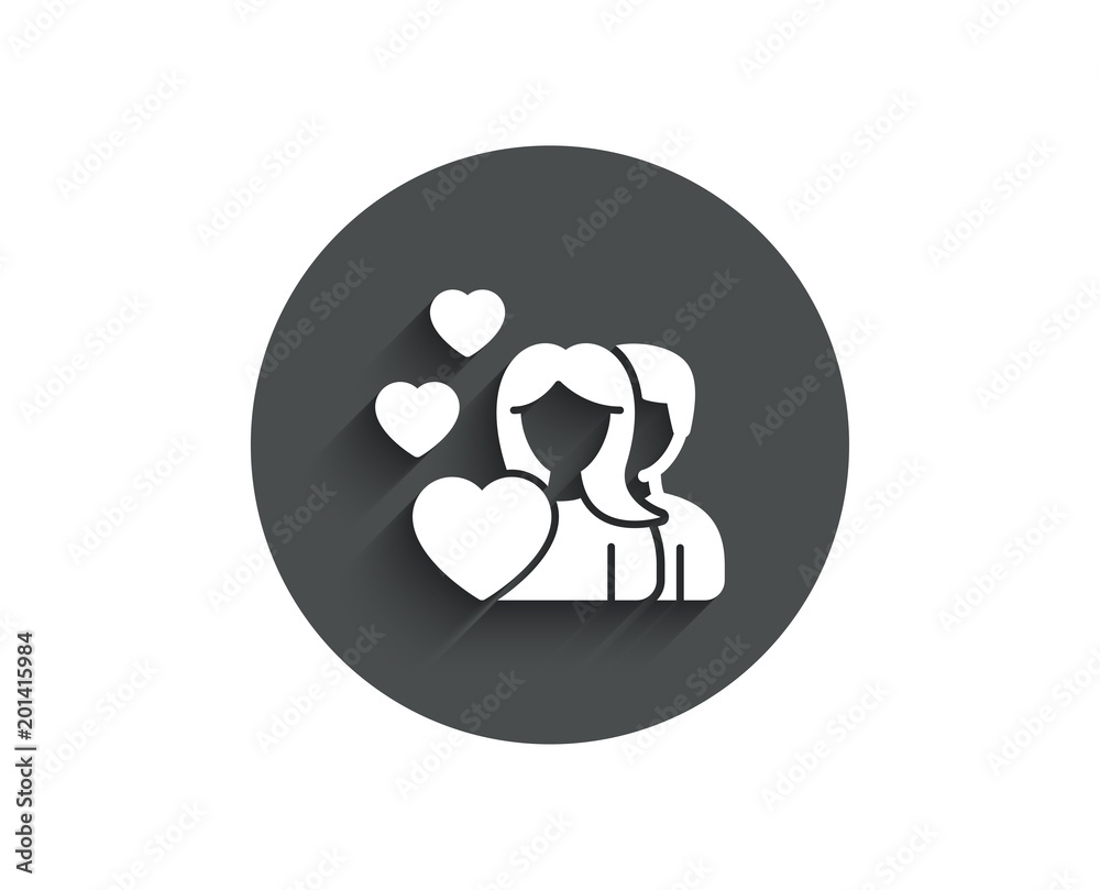 Couple Love simple icon. Group of People sign. Valentines day symbol. Circle flat button with shadow. Vector Couple Love simple icon. Group of People sign. Valentines day symbol. Circle flat button with shadow. Vector