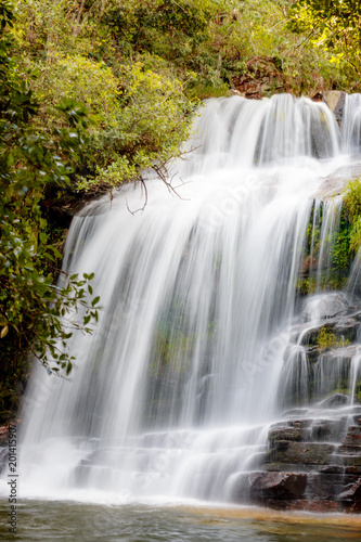 Cachoeira longa exposição aspecto aveludado 