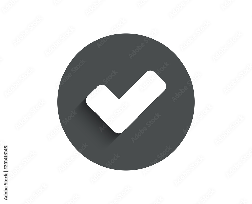 Check simple icon. Approved Tick sign. Confirm, Done or Accept symbol. Circle flat button with shadow. Vector Check simple icon. Approved Tick sign. Confirm, Done or Accept symbol. Circle flat button with shadow. Vector