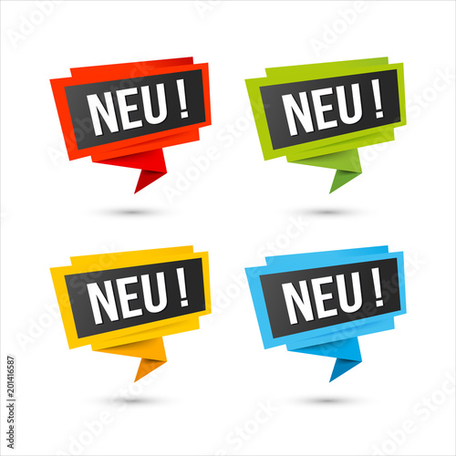 New vector icons in German - Origami paper labels